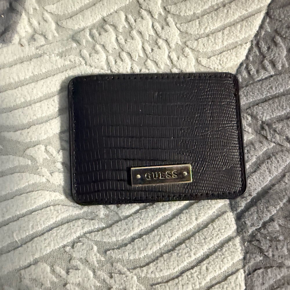 Guess Black Textured Card Holder